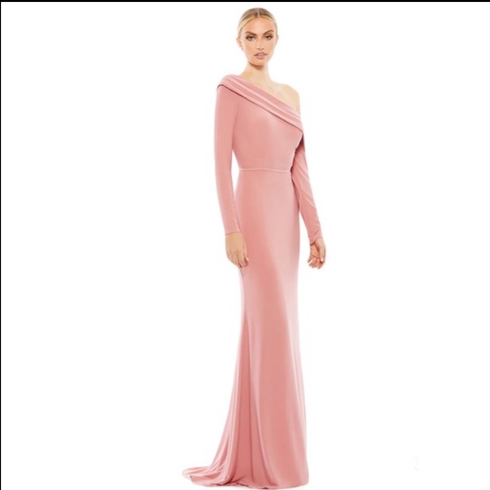 Mac Duggal DROP SHOULDER LONG SLEEVE COLUMN GOWN size 16 - Picture 12 of 12
